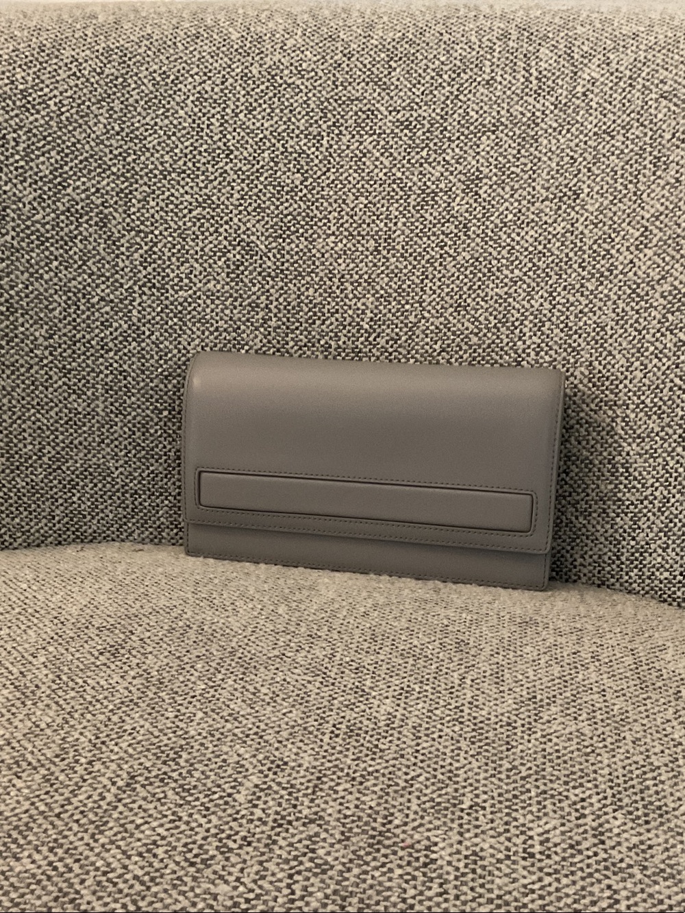 Sleek Gray Leather Envelope Wristlet